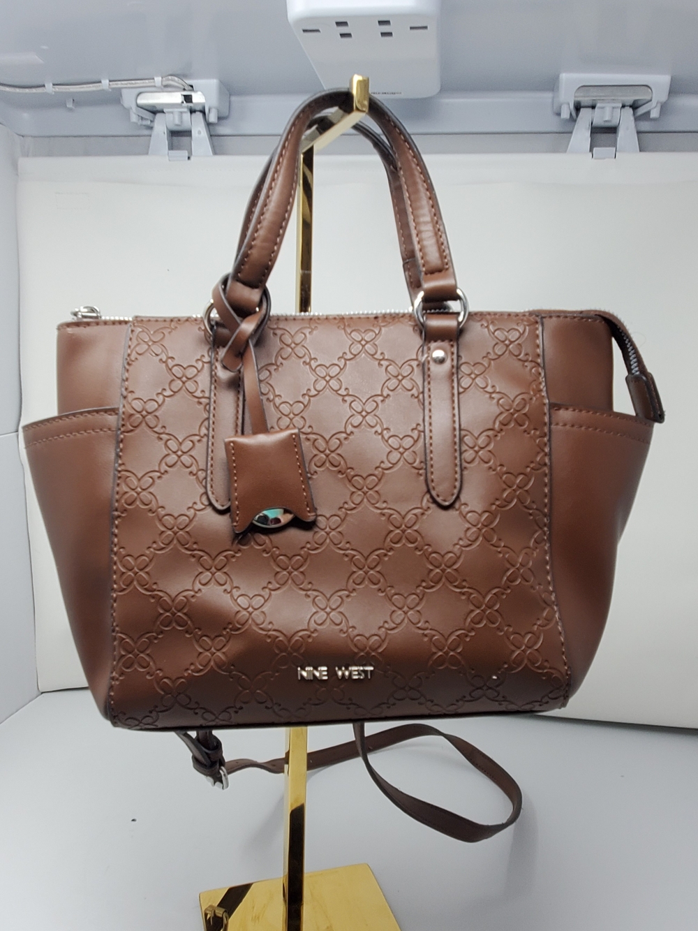 Nine West Brown Embossed Shoulder Bag